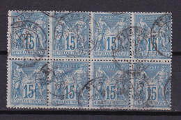 D 816 / SAGE N° 90 BLOC DE 8 OBL / 2 SCANS - 1876-1898 Sage (Type II)