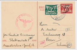 Briefkaart G. 275 A / Bijfrankering Amsterdam - Zwitserland 1943 - Postal Stationery