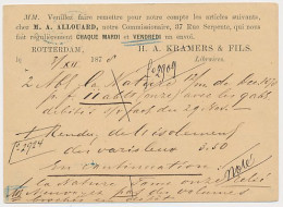 Briefkaart G. 16 Particulier Bedrukt Rotterdam - Frankrijk 1878 - Entiers Postaux