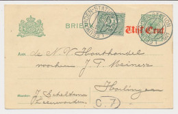 Briefkaart G. 114 II / Bijfrankering Leeuwarden - Harlingen 1921 - Ganzsachen