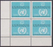 1970 , Mi 1347 ** (1) -  4er Block Postfrisch - 25 Jahre Organisation Der Vereinten Nationen UNO - Unused Stamps