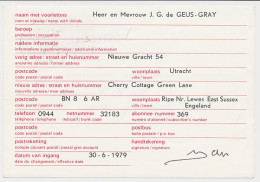 Verhuiskaart G. 44 Particulier Bedrukt Utrecht 1979 - Postal Stationery