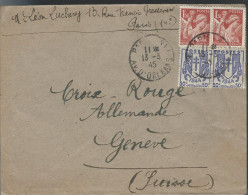 Chaînes Briséès 373 X2  + Iris Lettre Du 13/3/45  Pour La Suisse - 2. Weltkrieg 1939-1945