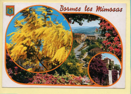 83. BORMES-LES-MIMOSAS – 3 Vues / Blason / Fleurs (voir Scan Recto/verso) - Bormes-les-Mimosas