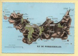 83. ILE DE PORQUEROLLES – Contour Géographique – CPSM (voir Scan Recto/verso) - Porquerolles