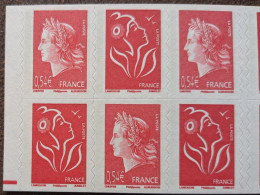 1515 Carnet Repère électronique (037) Lamouche 6 TVP Rouge + 6 Marianne Cheffer - Faciale 11.82€ - Modernos : 1959-…