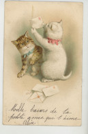 CHATS - CAT - Jolie Carte Fantaisie Chats Avec Lettre - Illustrateur A.F. LYAON - Chats