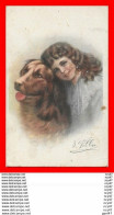 CPA Illustrateur P. VILLA.  Jeune Fille Et Son Chien...CO2238 - Sonstige & Ohne Zuordnung