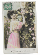 CPA Circulée En 1909 - Heureuse Année - CIRCE 4291 - Femme Vêtue D'une Robe Rose Et Fleurs Roses - - Neujahr