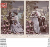 Lot 2 CPA  FANTAISIES.  Couple D'amoureux Très élégant, Femme En Jupe Et Corsage à Dentelle, ...T542 - Paare