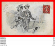 CPA  FANTAISIES.  Jolie Femme Et Chasseur, Chien, Fusil...S509 - Couples