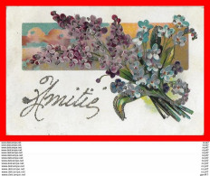 CPA  FANTAISIES.  Amitié, Bouquet De Myosotis, Strass...S505 - Sonstige & Ohne Zuordnung