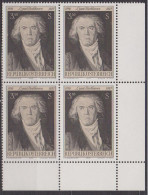 1970 , Mi 1352 ** (2) -  4er Block Postfrisch - 200. Geburtstag Von Ludwig Van Beethofen - Unused Stamps