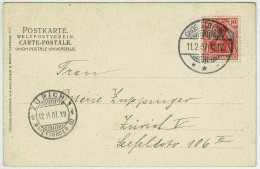 Deutsches Reich 1907, Ansichtskarte Gross Flottbek - Zürich (Schweiz, Germania, Jungfernstieg Hamburg - Lettres & Documents