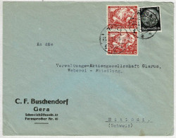 Deutsches Reich 1934, Brief Gera - Mitlödi (Schweiz), Nothilfe - Cartas & Documentos