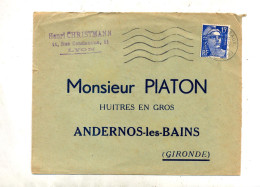 Lettre Flamme  Muette Lyon  Pour Huitre Piaton - Mechanische Stempels (reclame)