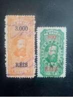 BRESIL.  Timbre, Sello Fiscal/ Duty  " Imperio Do BRAZIL"  800 Et 3000  Reis  2 Timbres Oblitérés - Used Stamps