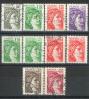 FRANCE -1977/81 - SABINE TYPE STAMPS SET OF 10, USED. - Used Stamps