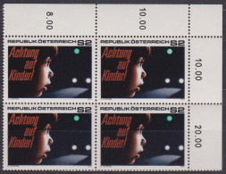 1971 , Mi 1354 ** (2) -  4er Block Postfrisch - Verkehrssicherheit - Neufs