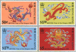 140055 MNH HONG KONG 1988 AÑO LUNAR CHINO - AÑO DEL DRAGON - Andere & Zonder Classificatie