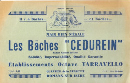 Document Publicitaire: Les Bâches Cedurein à Romans-sur-Isère (Drôme) Etablissements Octave Tarravello - Textilos & Vestidos