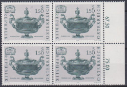 1971 , Mi 1355 ** (3) -  4er Block Postfrisch - Kunstschätze - Unused Stamps