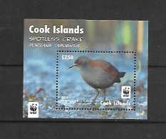 Cook Islands 2014 Birds - Spotless Crake WWF MS MNH - Cook
