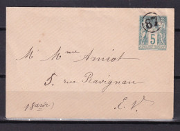 D 817 / SAGE N° 75 ENTIER ENVELOPPE CACHET JOUR DE L AN - 1876-1898 Sage (Type II)