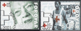 Faeroër 2001 Faroër Red Cross 75 Year 2 Values Cancelled Faroe Islands Transport Of Wounded Patient - Croix-Rouge