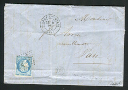 Rare Lettre De St Goin Par Oloron Pour Pau ( Pyrénées Atlantiques 1872 ) Avec Un N° 60 - 1849-1876: Periodo Clásico