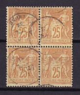 D 817 / SAGE N° 92 BLOC DE 4 OBL COTE 380€ / 2 SCANS - 1876-1898 Sage (Tipo II)