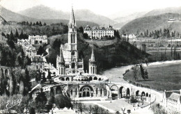 LOURDES, BASILICA, ARCHITECTURE, BRIDGE, MOUNTAIN, FRANCE, POSTCARD - Lourdes