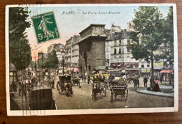 Paris - La Porte Saint-Martin Animée - Attelages Chevaux - A Circulé Le 9/05/1913 - Otros Monumentos