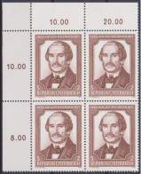 1971 , Mi 1364 ** (1) -  4er Block Postfrisch - 100. Todestag Von August Neilreich - Nuevos