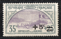 FRANCE N° 166 NEUF* LUXE - ORPHELINS De GUERRE 2ème Série - Cote 16.50 € - MWH Charnière - Pas D'aminci - Ongebruikt