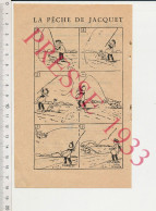 Humour 1933 Dessin Colette Pattinger La Pêche De Jacquet Pêcheur à La Ligne Chien Animal - Unclassified