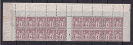 D 818 / SAGE N° 88 MILLESIME 7 BLOC DE 20 BAS DE FEUILLE NEUF**  / 2 SCANS - 1876-1898 Sage (Type II)