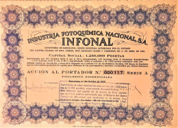 Industria Fotoquimica Nacional S.A.  INFONAL - Accion Al Portador - Barcelona - 1928 - Otros & Sin Clasificación