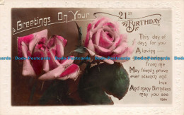 R129980 Greetings On Your 21st Birthday. Roses. RP - World