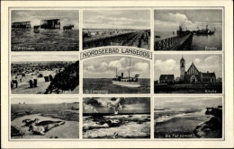 CPA Nordseebad Langeoog Ostfriesland, Brücke, Die Flut Kommt, Kirche, Strand, Pferdebahn - Otros & Sin Clasificación