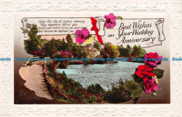 R131888 Greetings. Best Wishes On Your Wedding Anniversary. Lake And House. RP - World