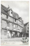 Cpa. 28 CHARTRES - Maison Du Saumon, Place De La Poissonnerie (animée, Précurseur) 1905   Ed. Clovis Barret - Chartres
