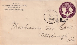 ENVELOPPE PRES TIMBREE  DE 1893  DE  KITTANNING POUR  PITTSBURG   .. INTERESSANT - Lettres & Documents