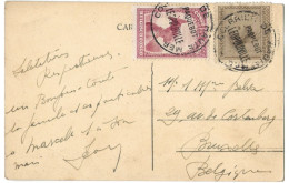 !!! CONGO, CPA, CACHET COURRIER DE HAUTE MER POUR BRUXELLES VIA PAQUEBOT LÉOPOLDVILLE. - Storia Postale