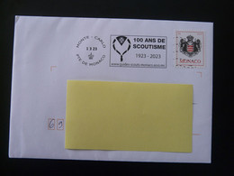 Centenaire Du Scoutisme Centenary Of Scouting Scout Flamme Sur Lettre Postmark On Cover Monaco 2023 - Brieven En Documenten