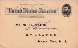 CURIEUX ENTIER POSTAL?? DE 1893 DE NEW YORK POUR JERSEY CITY   .. INTERESSANT - Covers & Documents