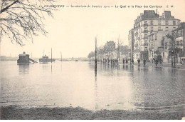 CHARENTON - Inondations 1910 - Le Quai Et La Place Des Carrières - Très Bon état - Charenton Le Pont