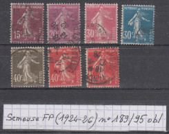 France Semeuse Fond Plein (1924-26) Y/T N° 189/95 Oblitérés (lot 1) - 1906-38 Semeuse Con Cameo