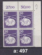 Berlin 497 Ecke 2 VB, 4-er / Vierer Block **; #E634a - Unused Stamps