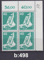 Berlin 498 Ecke 2 VB, 4-er / Vierer Block **; #E634b - Nuevos